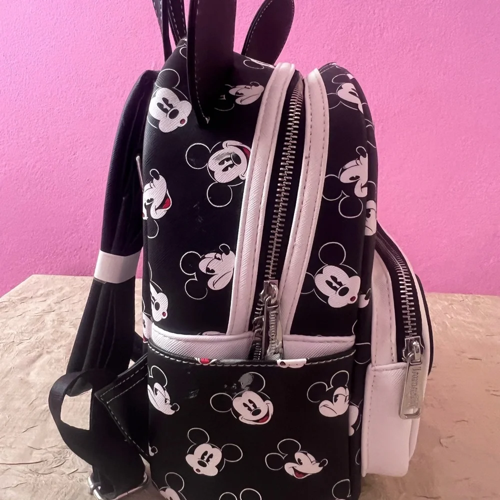 Disney Parks Mickey Mouse mini backpack classic black and white allover Mickey